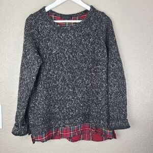 Sanctuary Knit Sweater with Plaid Shirt tail